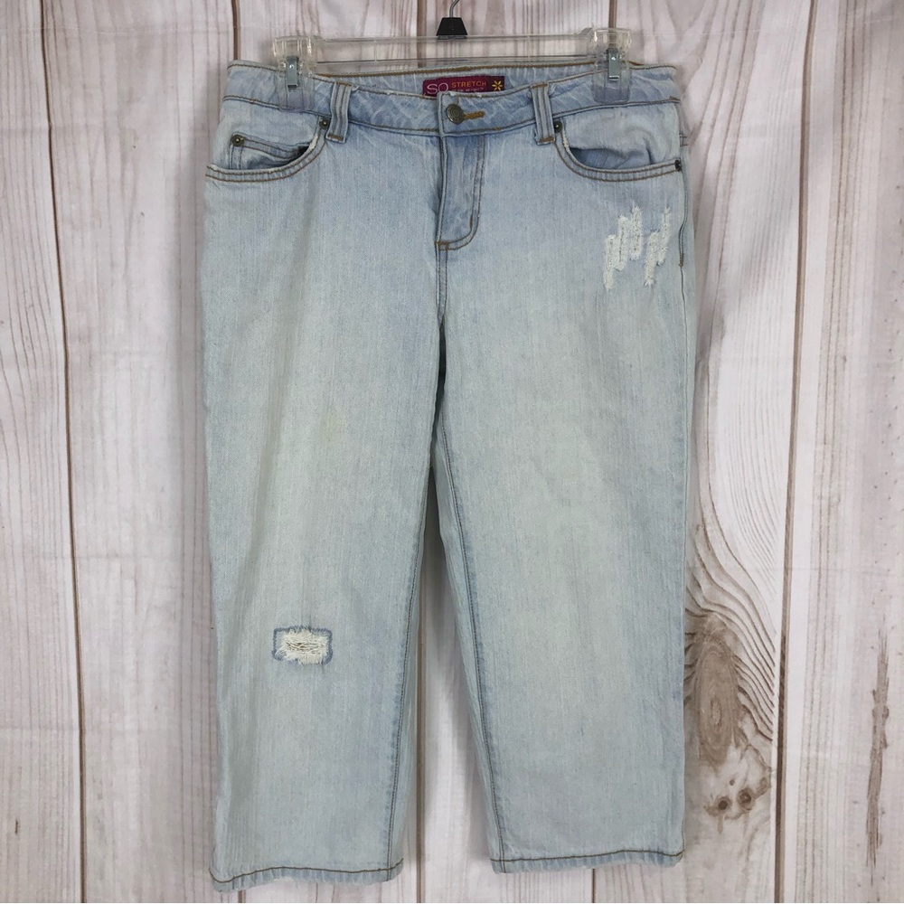 SO Demin Distressed Stretch Capris